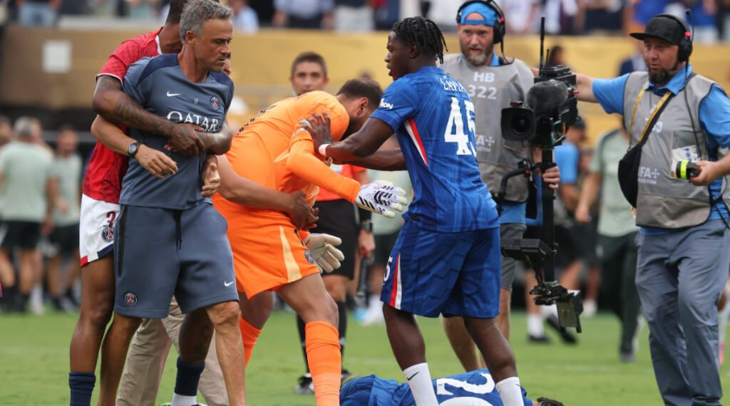 Luis Enrique, al final del partido tras el incidente