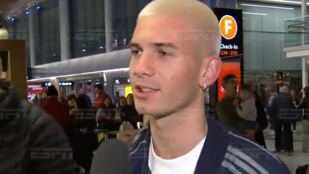 Mastantuono, antes de salir hacia Madrid (Foto: ESPN)