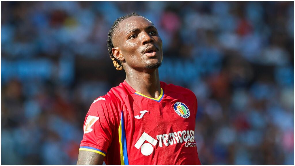  Christantus Uche celebra su gol frente al Celta de Vigo. (EFE)