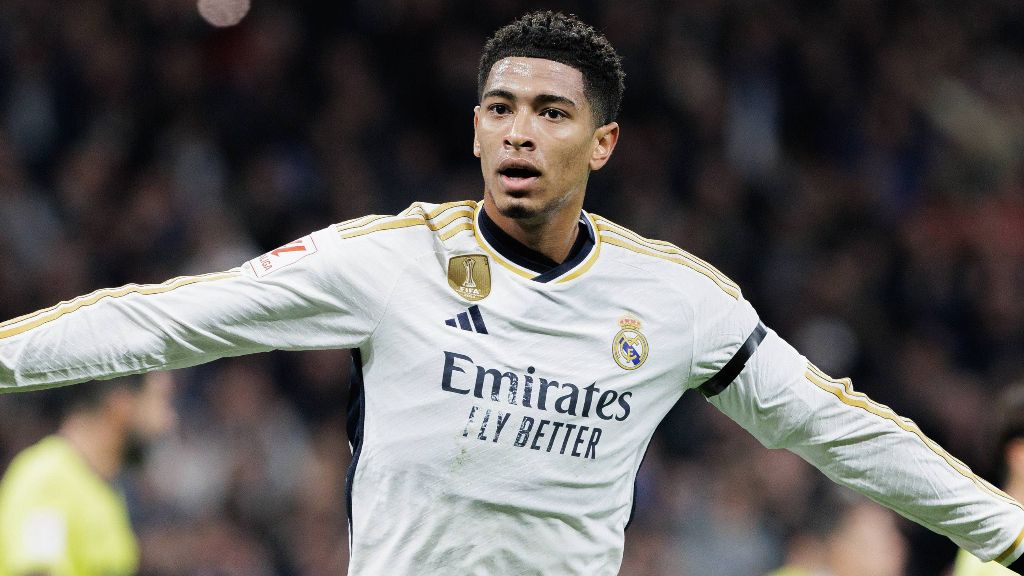 Jude Bellingham celebrando un gol con la camiseta del Real Madrid.