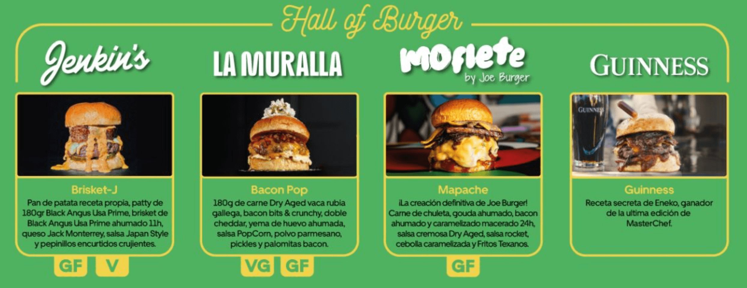  Las cuatro hamburguesas especiales en The Champions Burger Valencia.