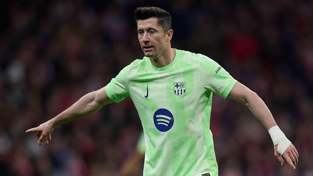  Robert Lewandowski durante el partido ante el Atlético de Madrid (Fuente: Cordon Press)