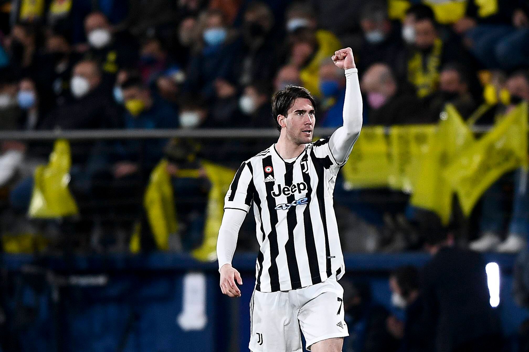 Vlahovic celebra su gol al Villarreal.