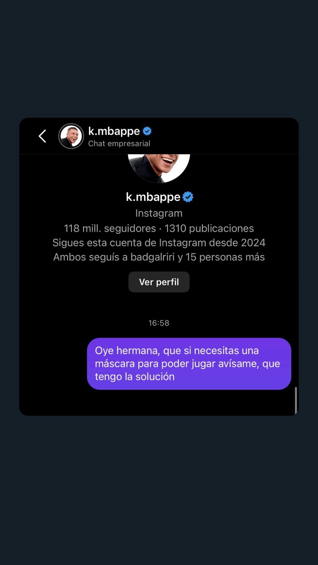  El mensaje de AlexSinos en redes a Mbappé (Instagram: @alexsinos)