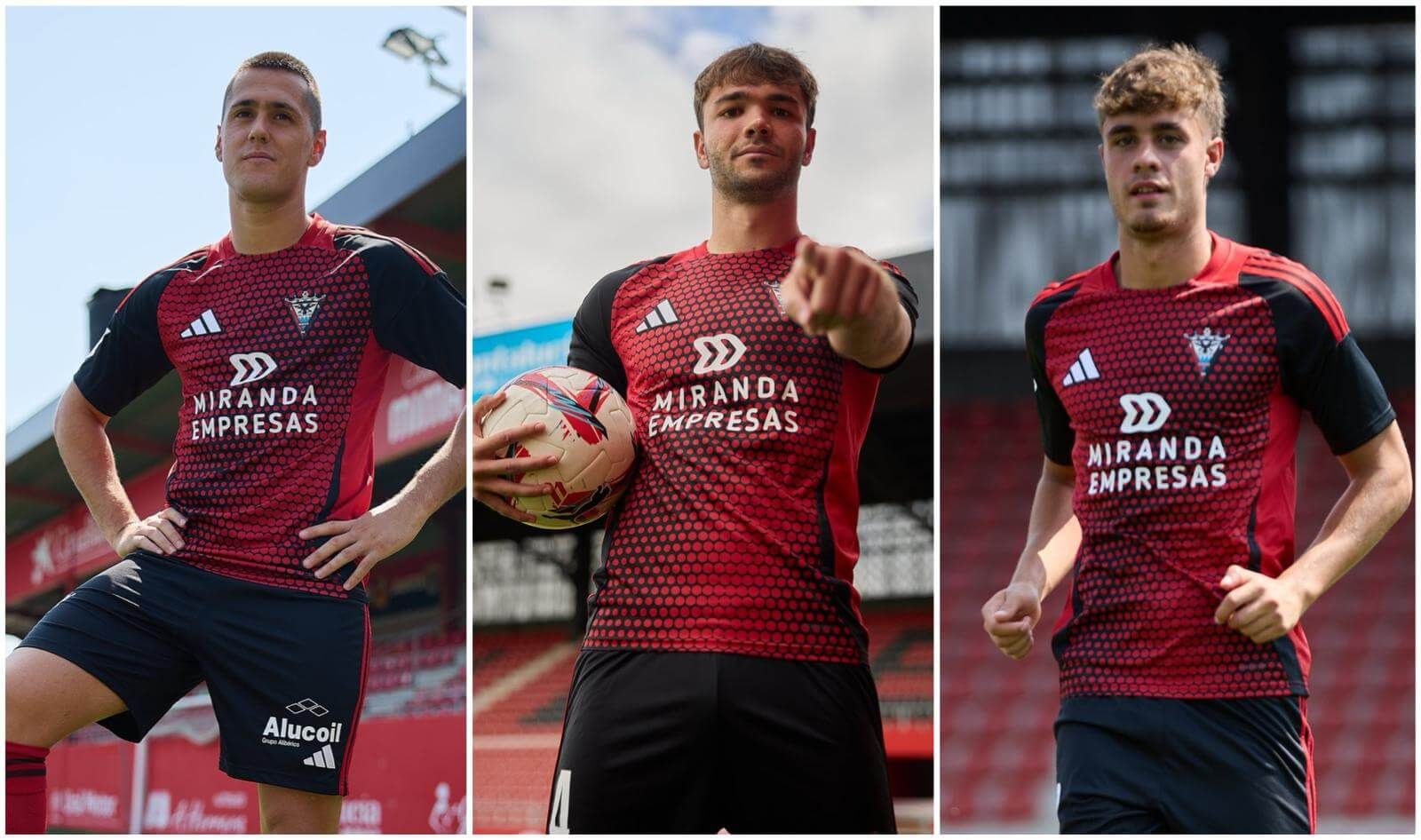  Unai Egiluz, Urko Izeta y Rincón en sus presentaciones oficiales. (CD Mirandés)