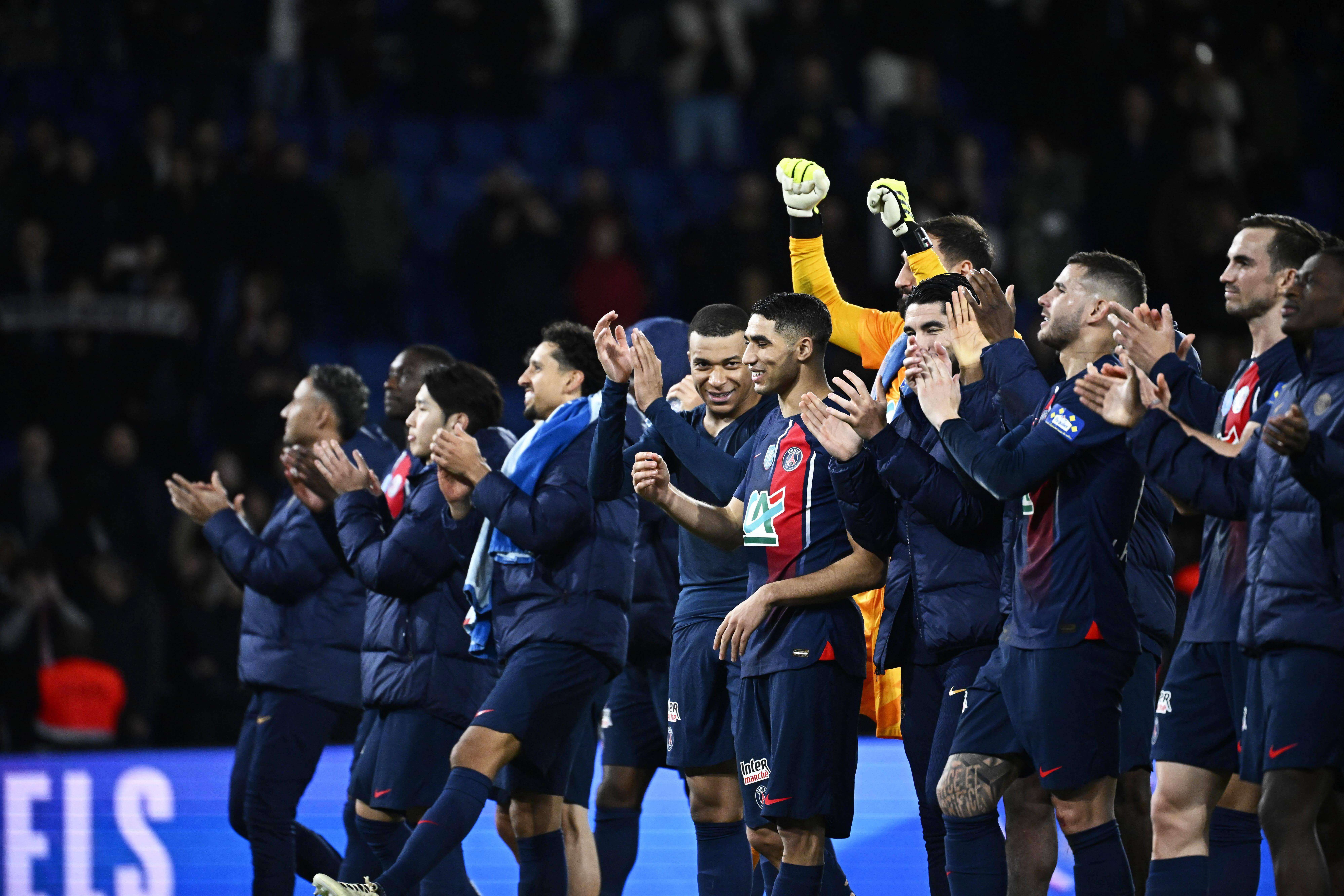 El PSG celebra la victoria ante el Marsella.