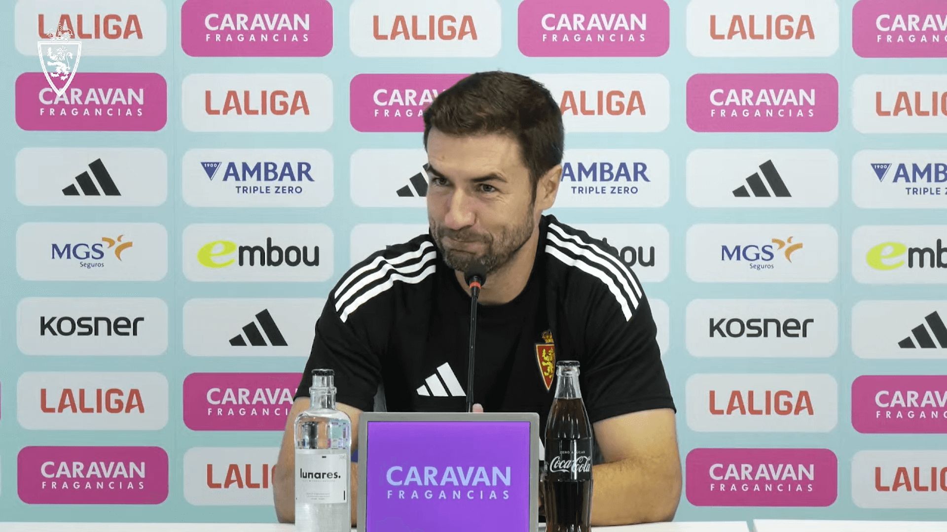 Gabi Fernández en sala de prensa. (Foto: Real Zaragoza)