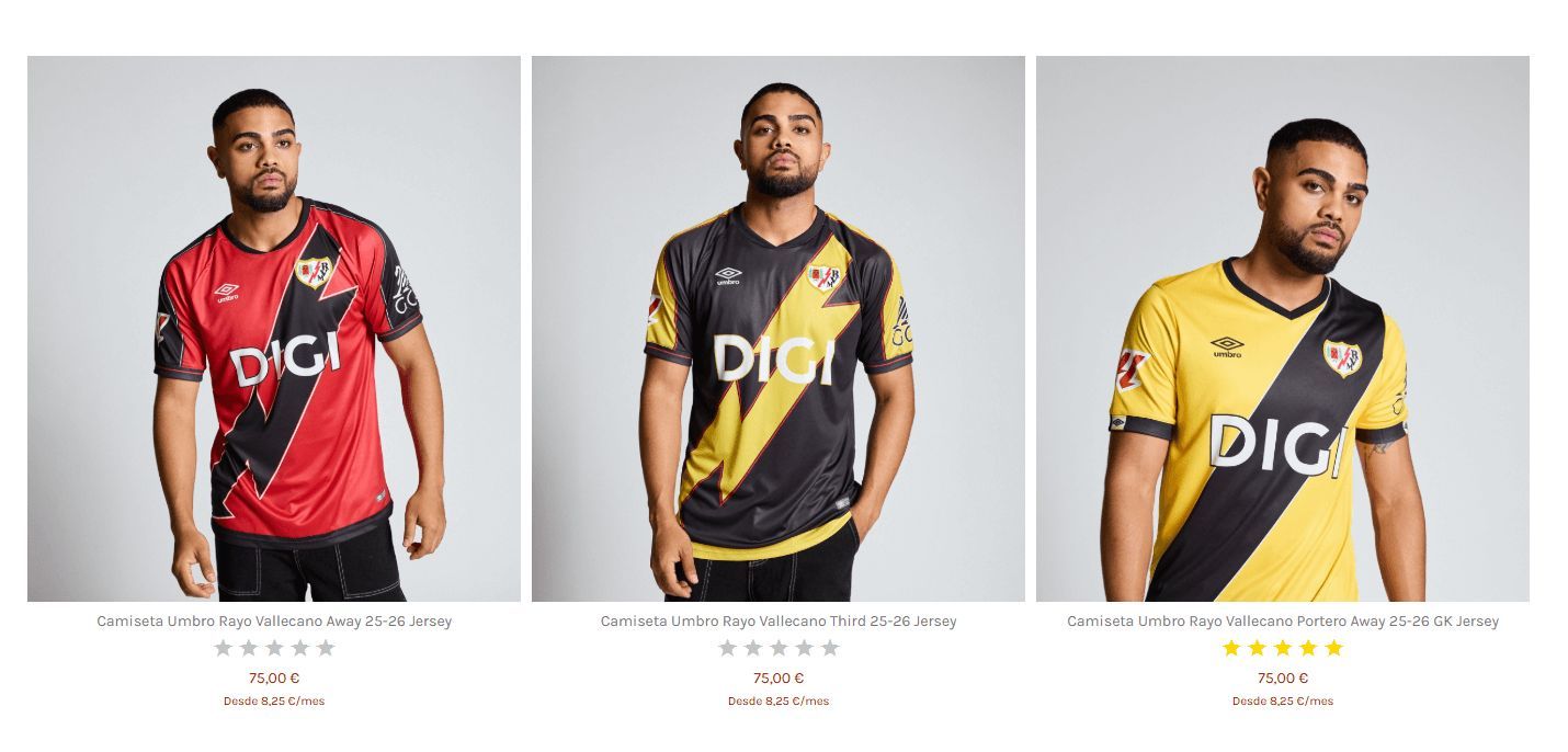 Las nuevas camisetas del Rayo Vallecano en Umbro