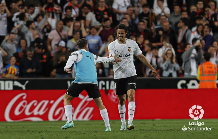 Cavani, durante el Valencia-Villarreal.