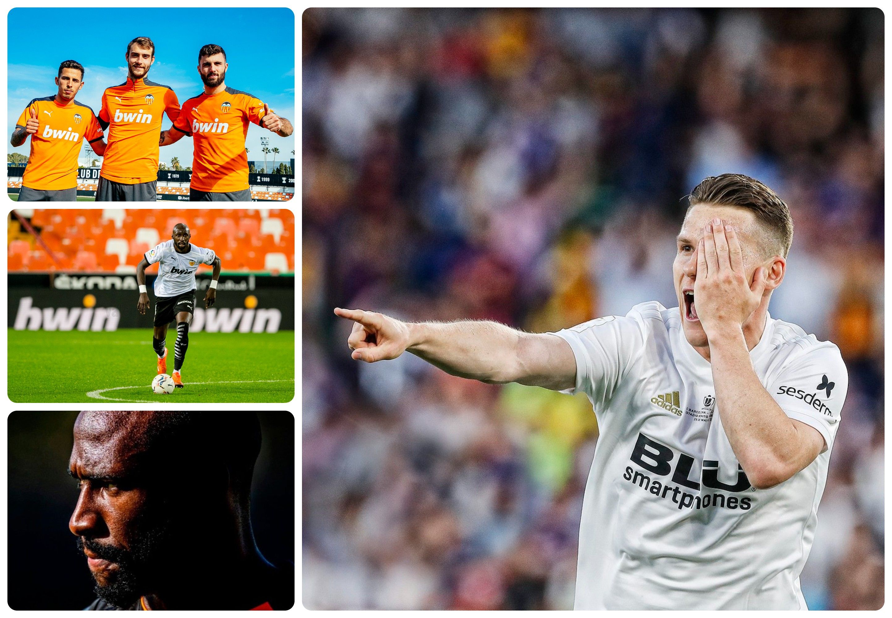 Estas son las imágenes que utilizó el Valencia para despedir a los fichajes, a Gameiro y a Mangala.