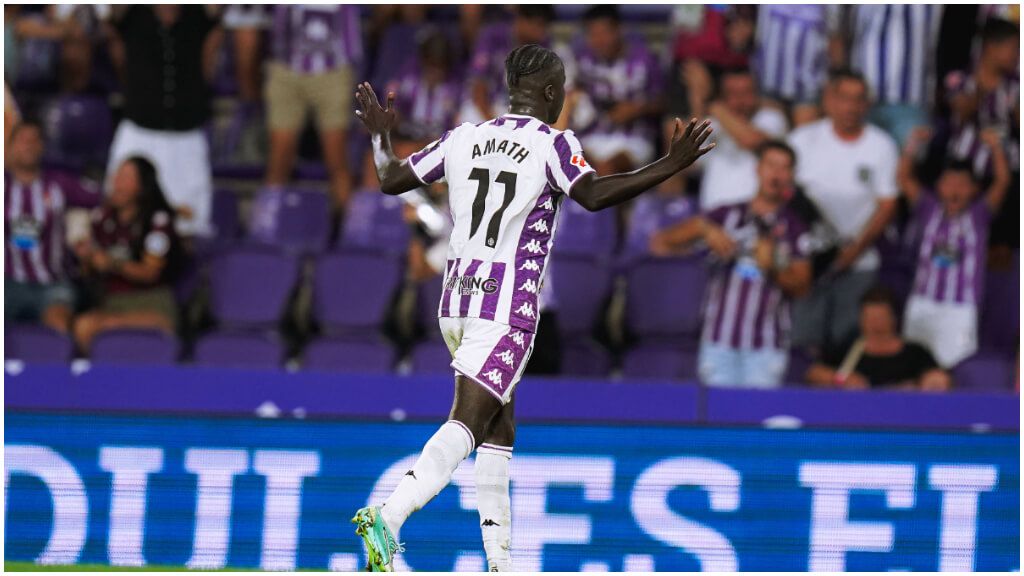 Amath Ndiaye, autor del doblete ante el Ceuta. (@realvalladolid)