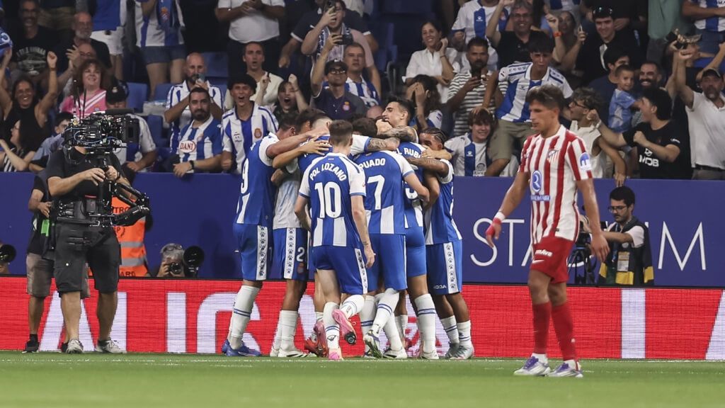 El Espanyol celebra uno de los goles contra el Atlético de Madrid (Europa Press)