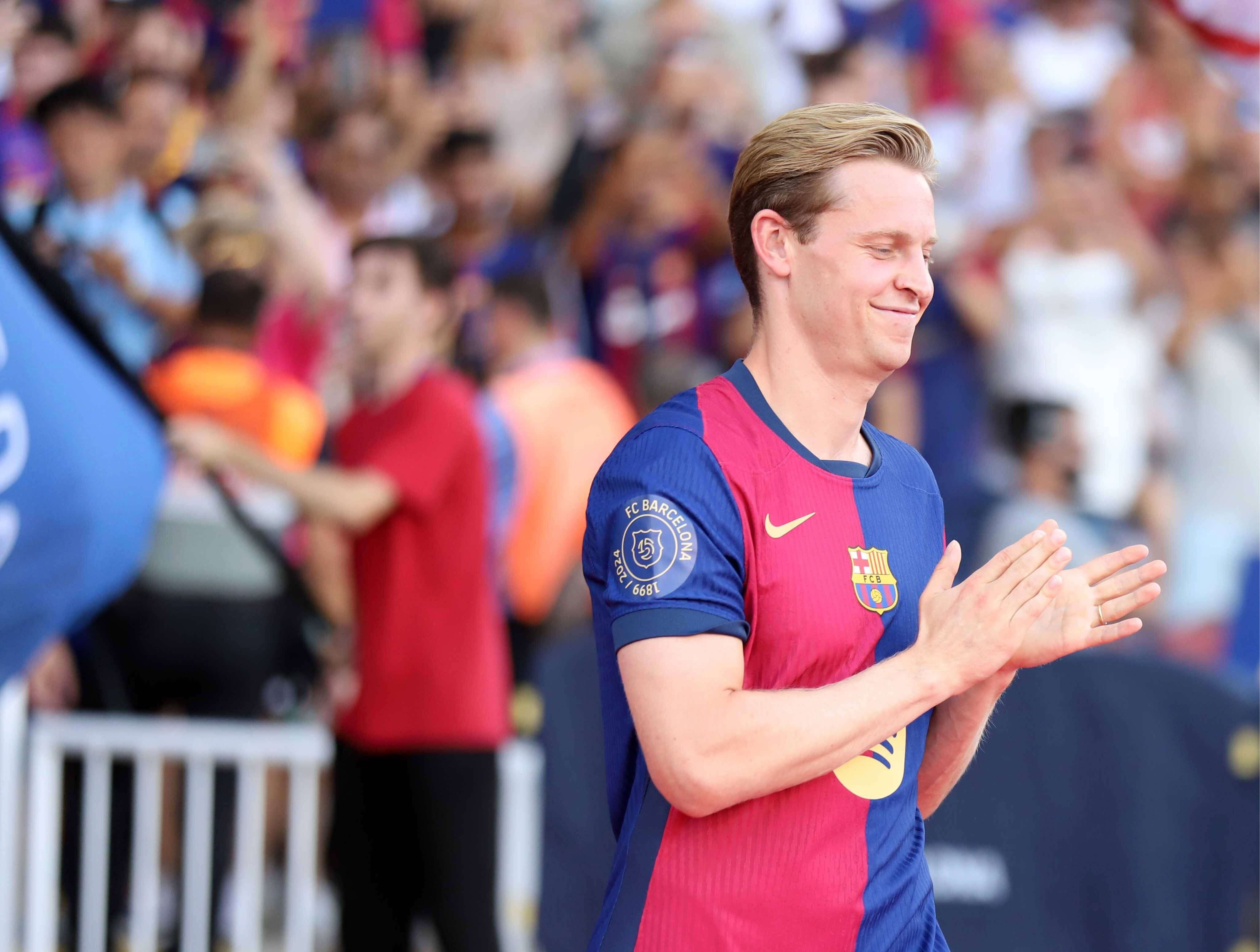  Frenkie de Jong, en la presentación del Barcelona ante su afición.
