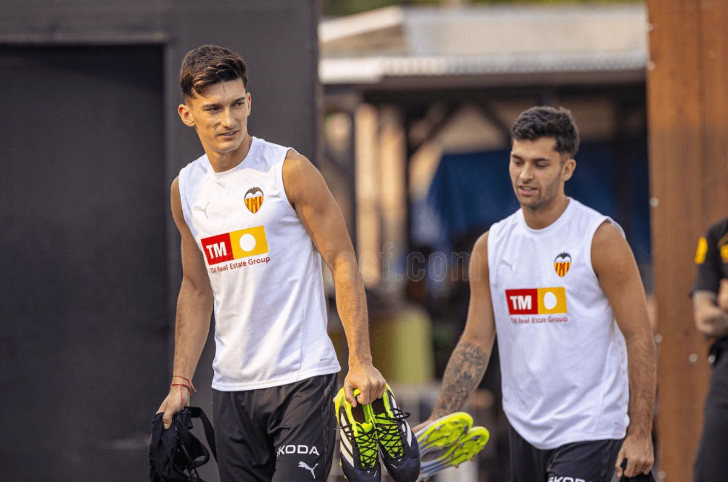 Pepelu y Hugo Duro entrenando