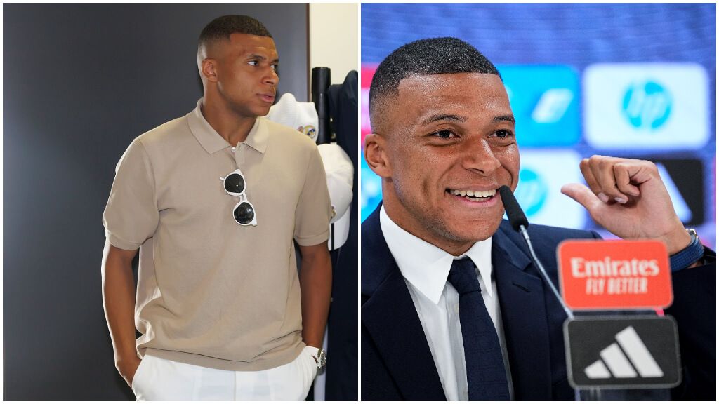  Los dos relojes de Mbappé el día de su presentación (Redes sociales /Europa Press)