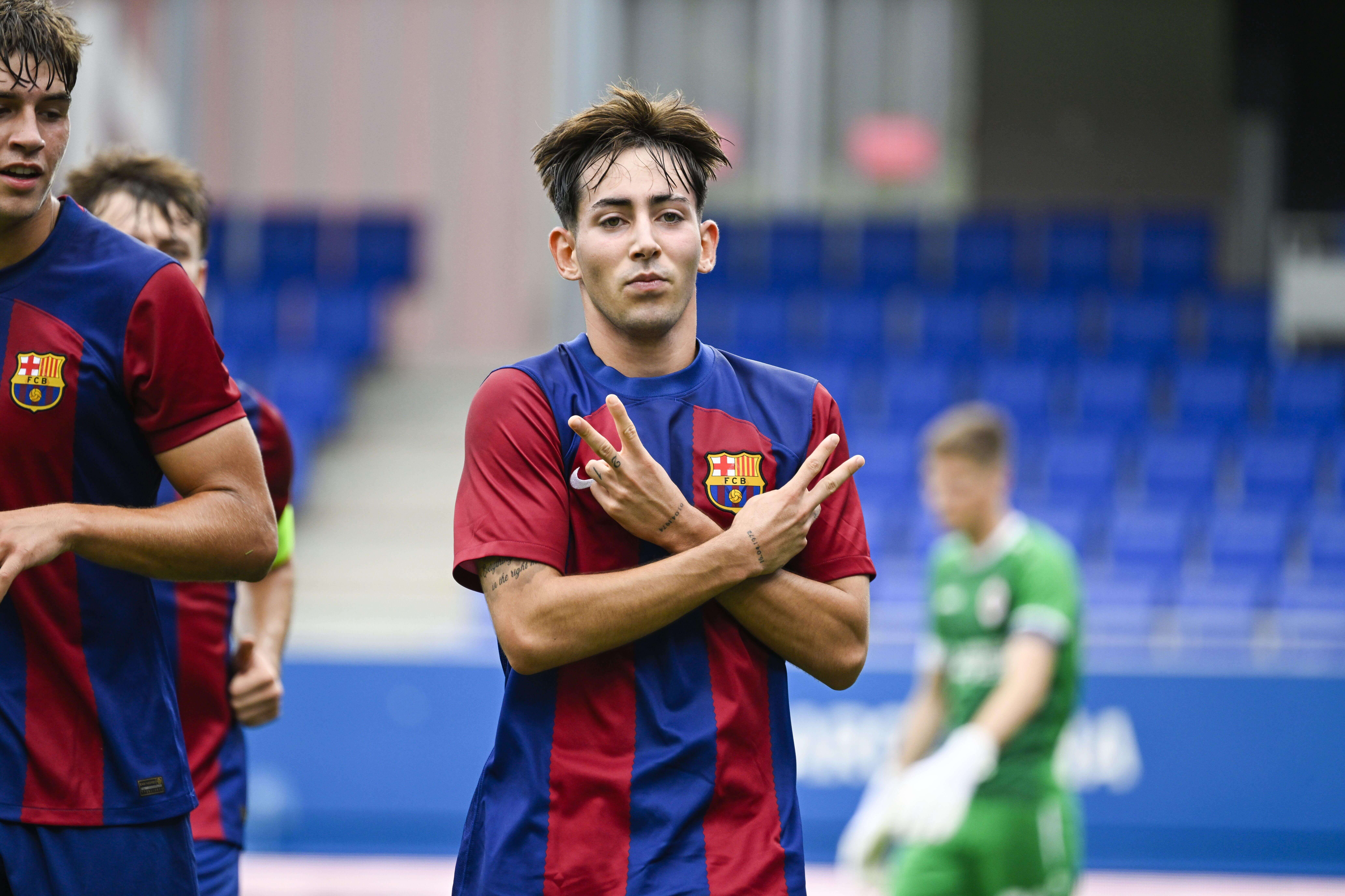  Dani Rodríguez en un partido con el filial azulgrana.