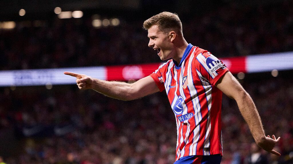 Alexander Sorloth celebra un gol con el Atlético de Madrid (Cordon Press)