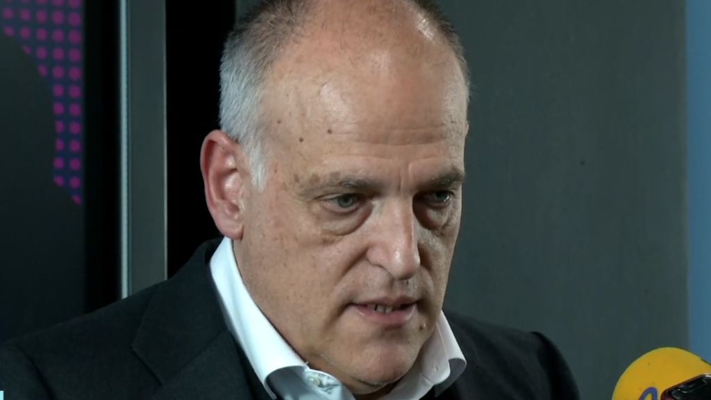  Javier Tebas, durante una comparecencia.