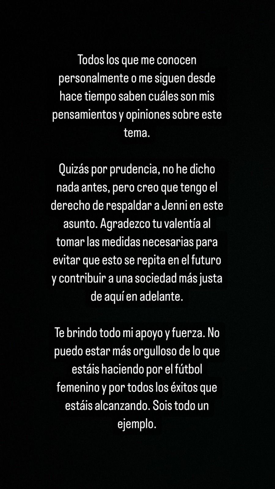  Mensaje de apoyo de Ruibal a Jenni Hermoso (Foto vía: Redes sociales de Aitor Ruibal)