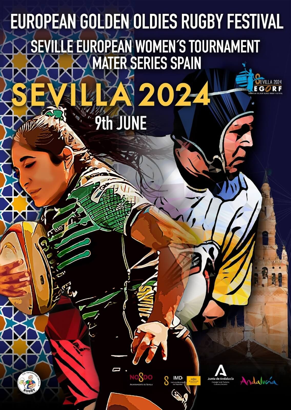  Cartel del festival de rugby veterano europeo de Sevilla 2024.