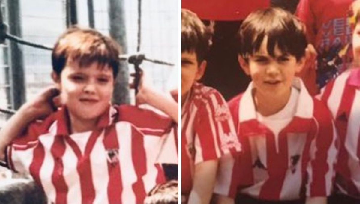  Ibai Llanos y Ander Cortés, de pequeños, con la camiseta del Athletic (Fotos: Ibai Llanos).