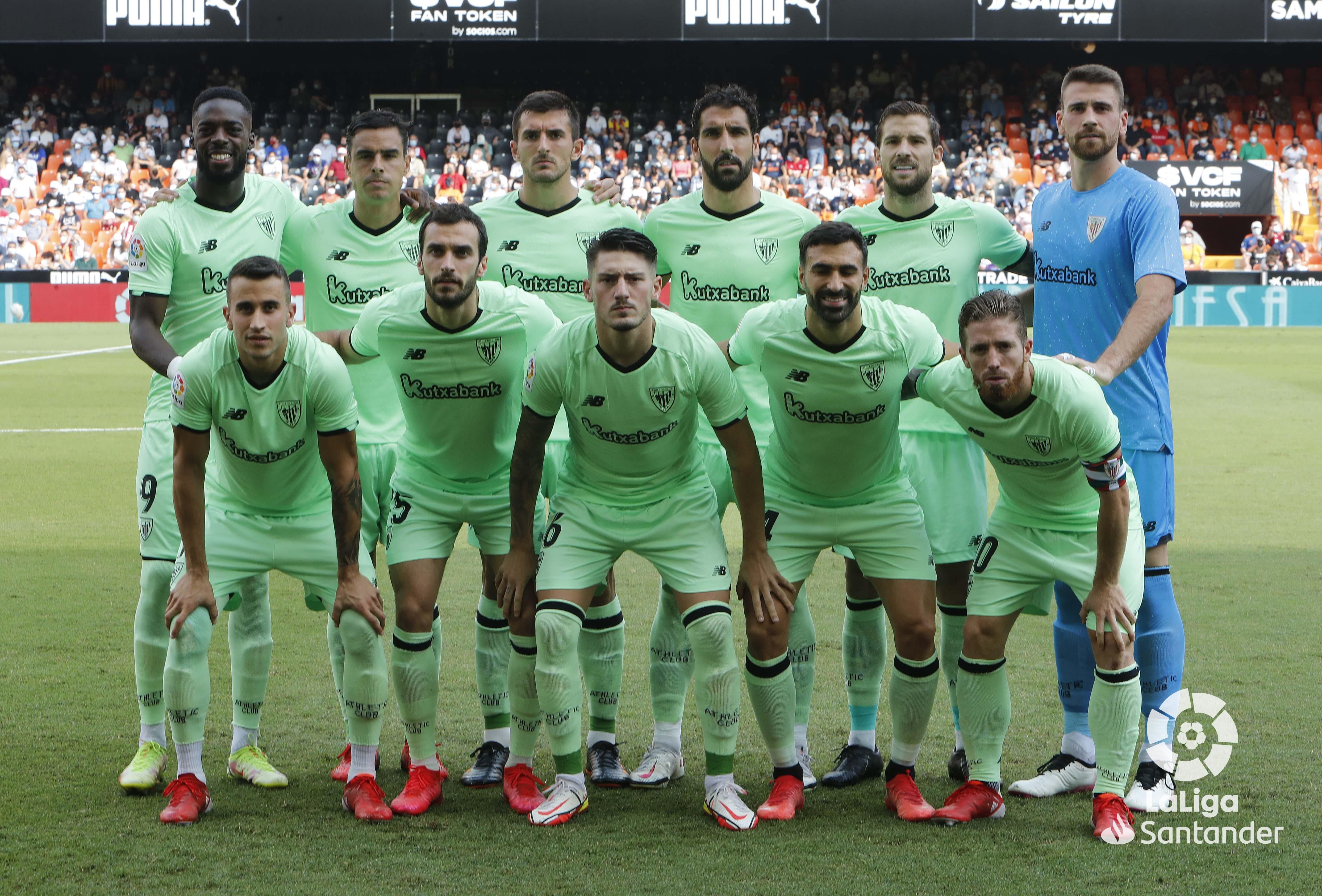  El once 'verde' del Athletic Club en Mestalla ante el Valencia CF.