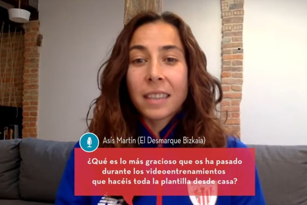  Ainhoa Tirapu, portera y capitana del Athletic Club, durante una rueda de prensa virtual.