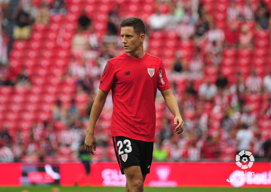  Ander Herrera, antes del partido ante el Espanyol en San Mamés.