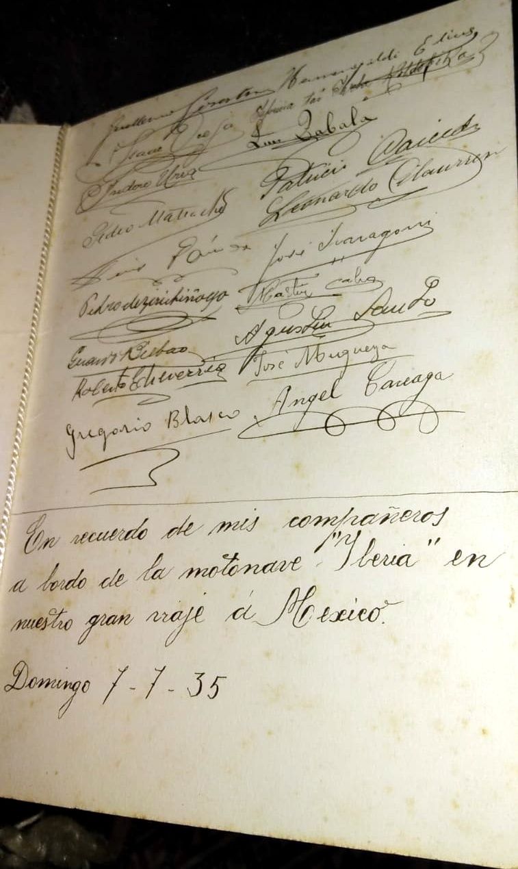  Menú de la gira del Athletic Club por México en 1935 firmado, entre otros, por Gregorio 'Goyo' Blasco.