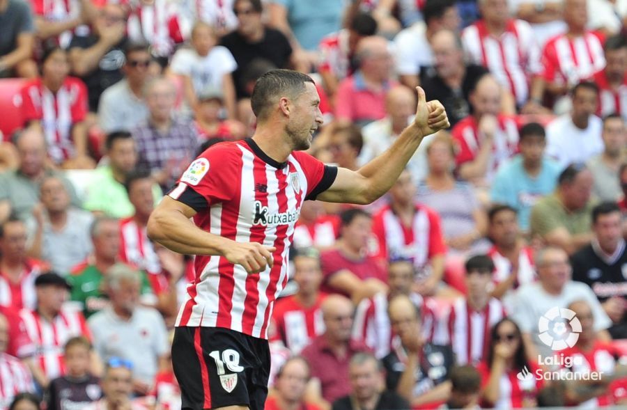 De Marcos, durante el partido ante el Espanyol en San Mamés (Foto: LaLiga).