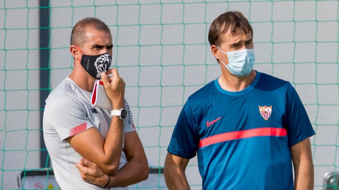 Gaizka Garitano y Julen Lopetegui juntos en el Pinatar Arena.