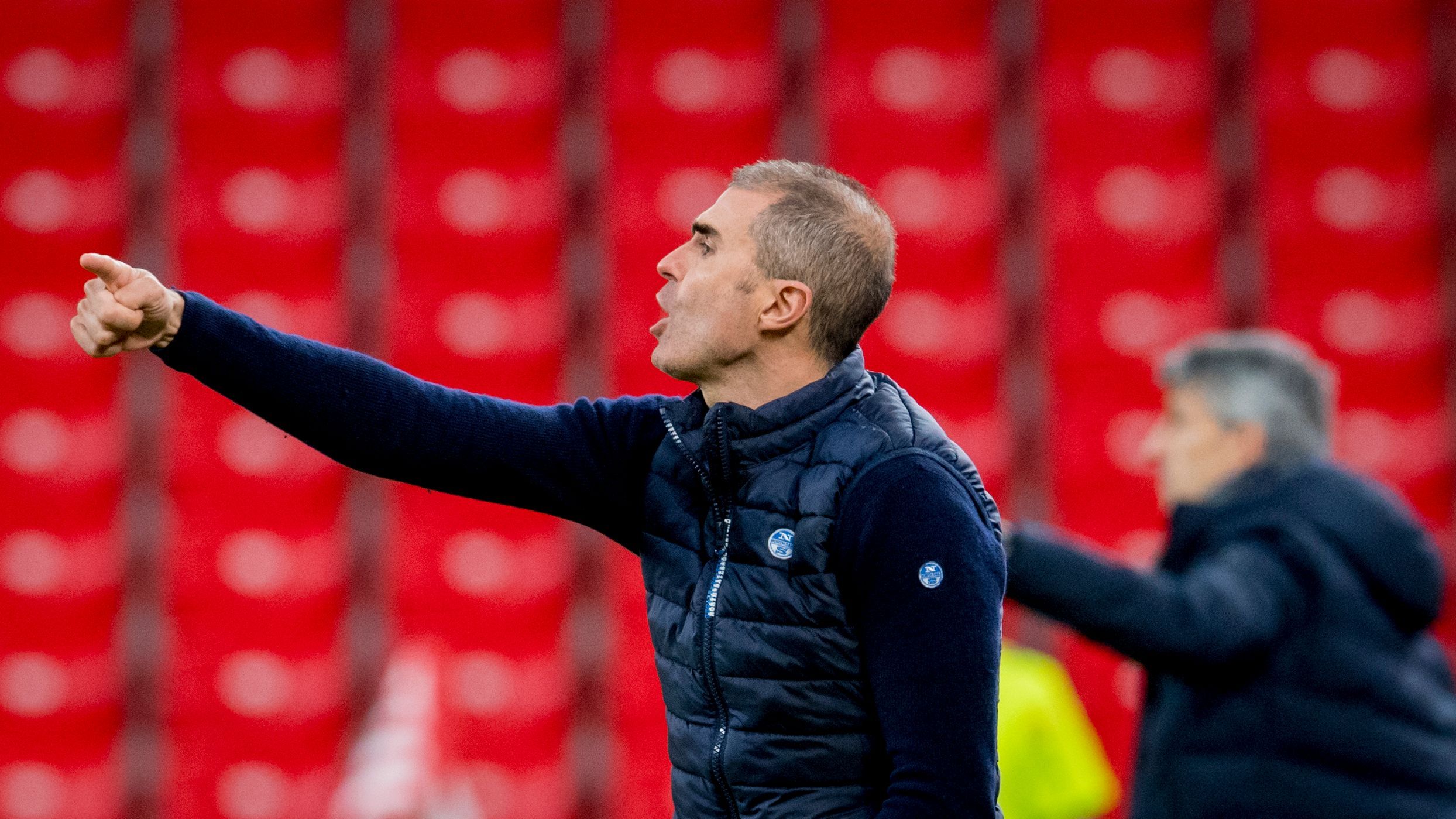 Gaizka Garitano e Imanol Alguacil en el derbi de San Mamés.