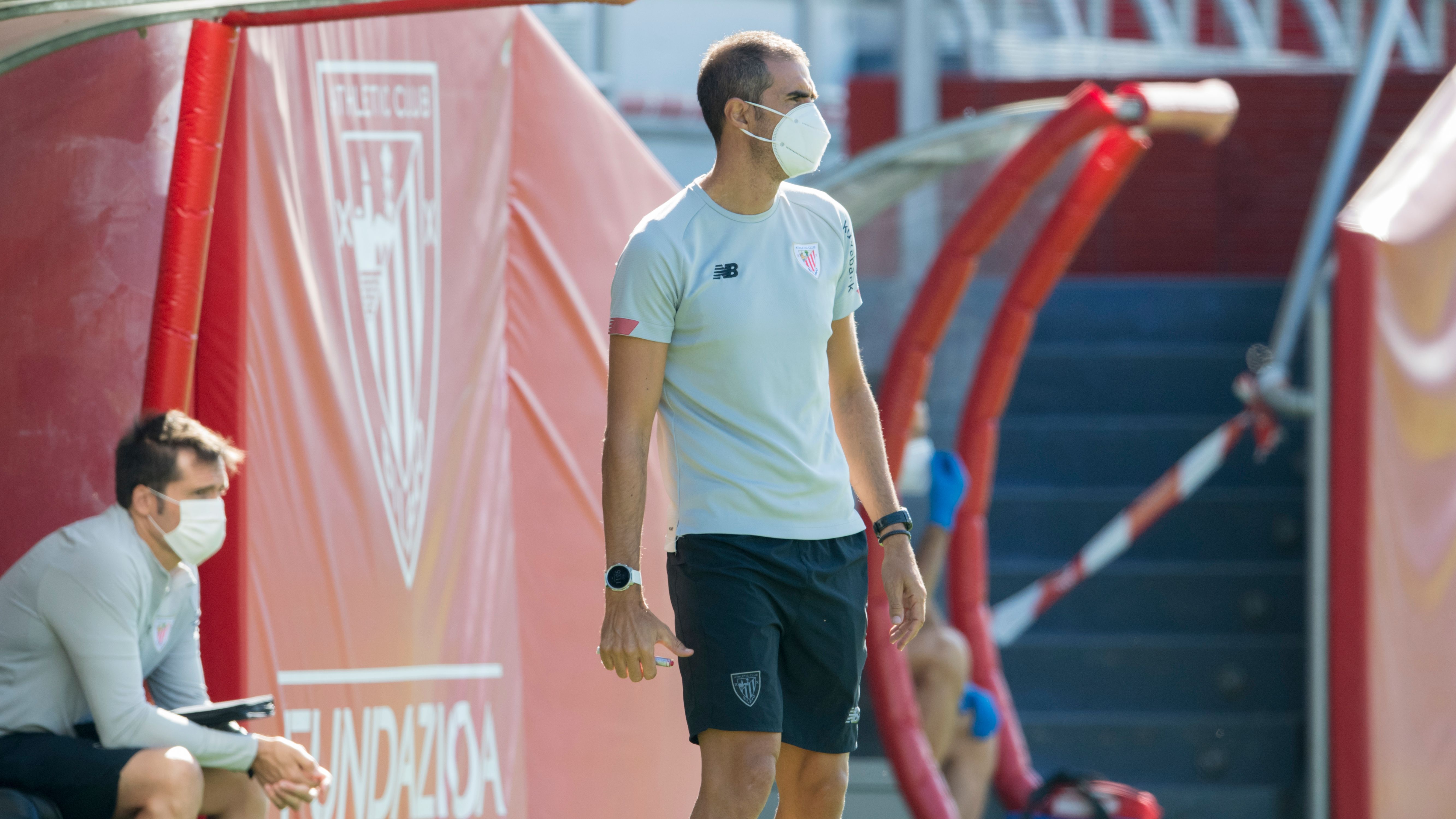 Gaizka Garitano dirige al equipo en Lezama en esta pretemporada.