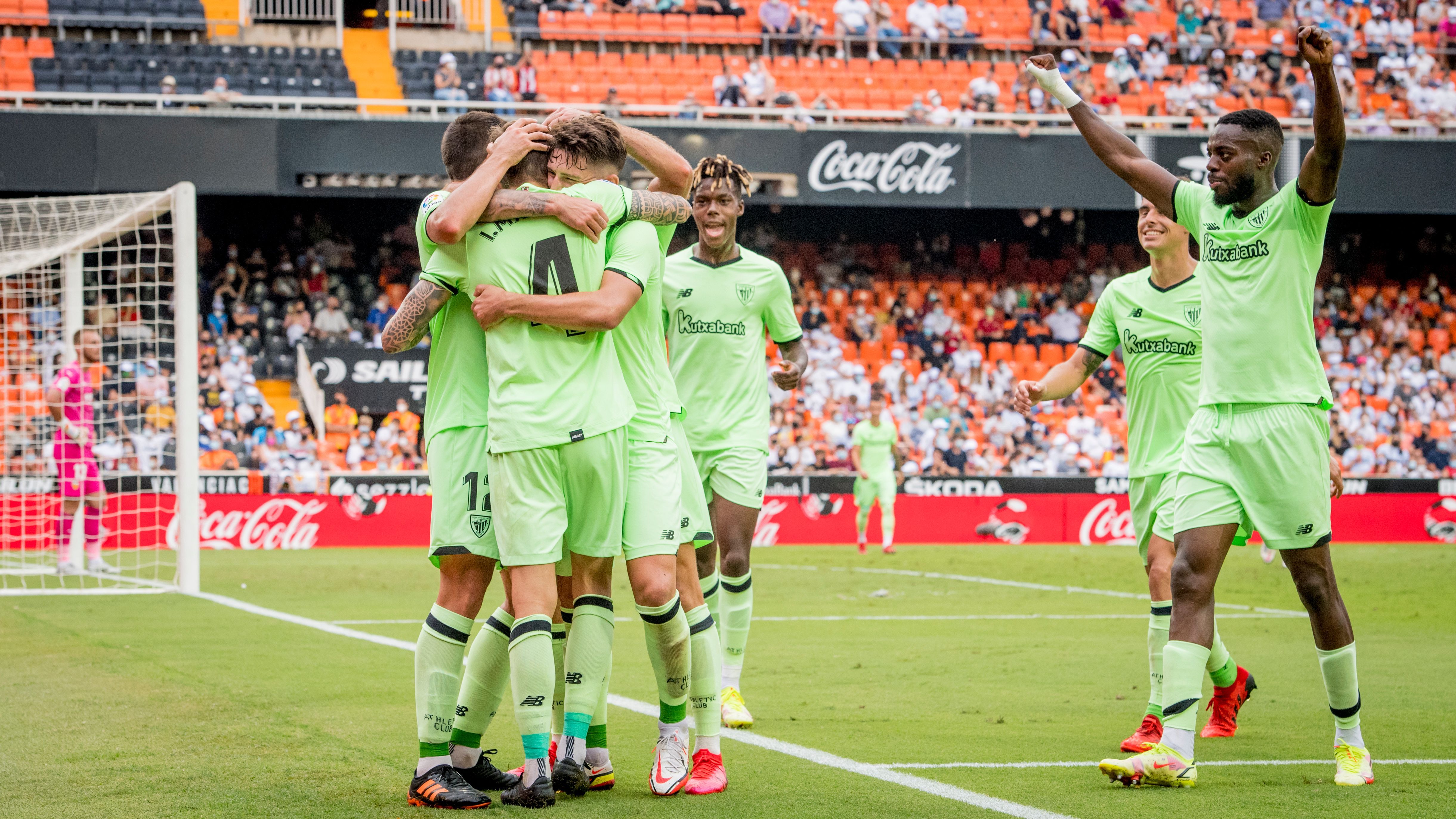  Festejo del gol de los Leones en Mestalla ante el Valencia CF.