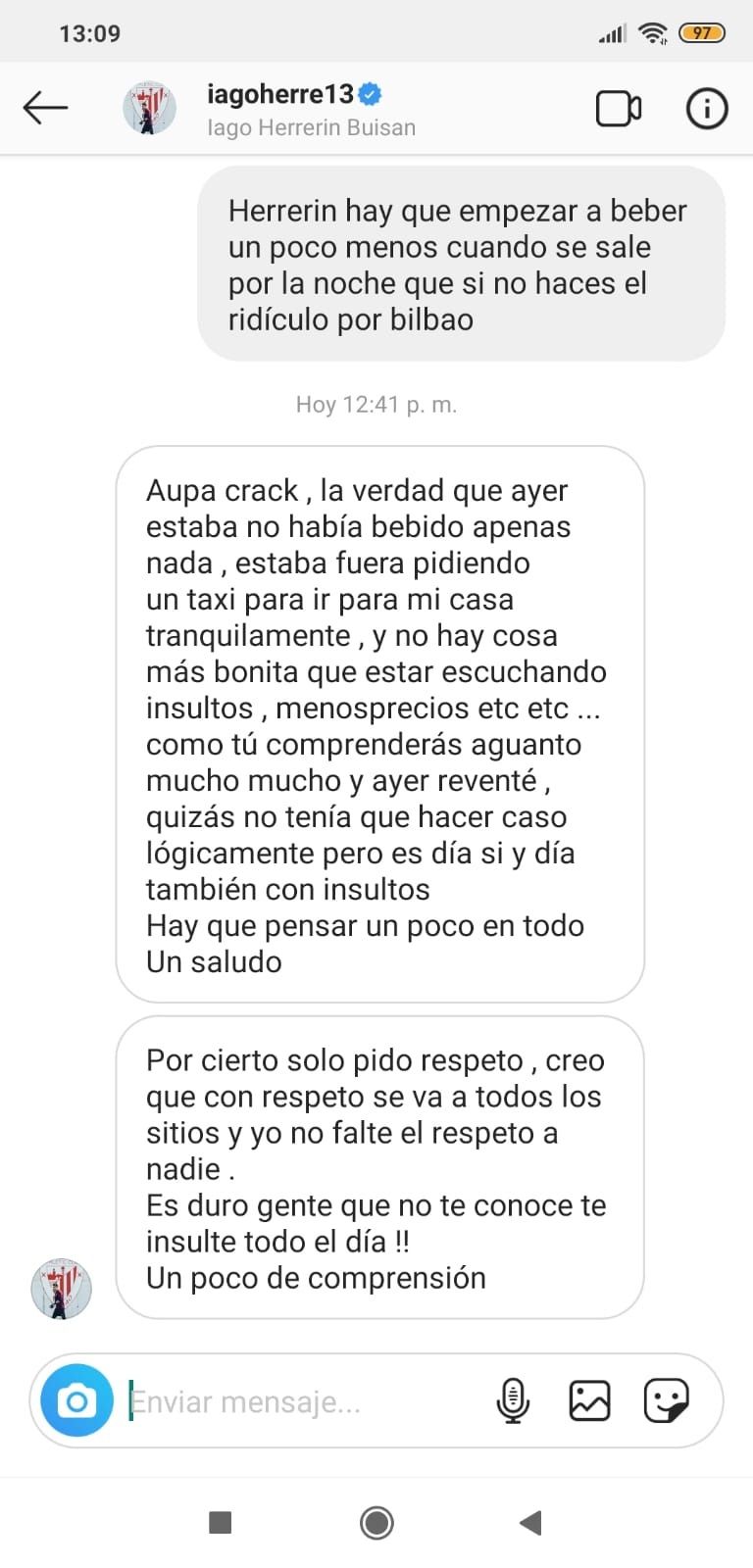  Una respuesta del meta Iago Herrerín a comentarios en redes sociales.