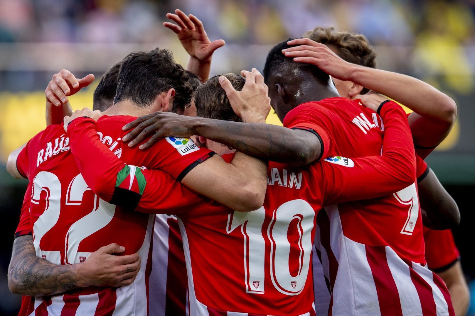  Piña rojiblanca tras el gol ante el Villarreal CF de Unai Emery en La Cerámica.