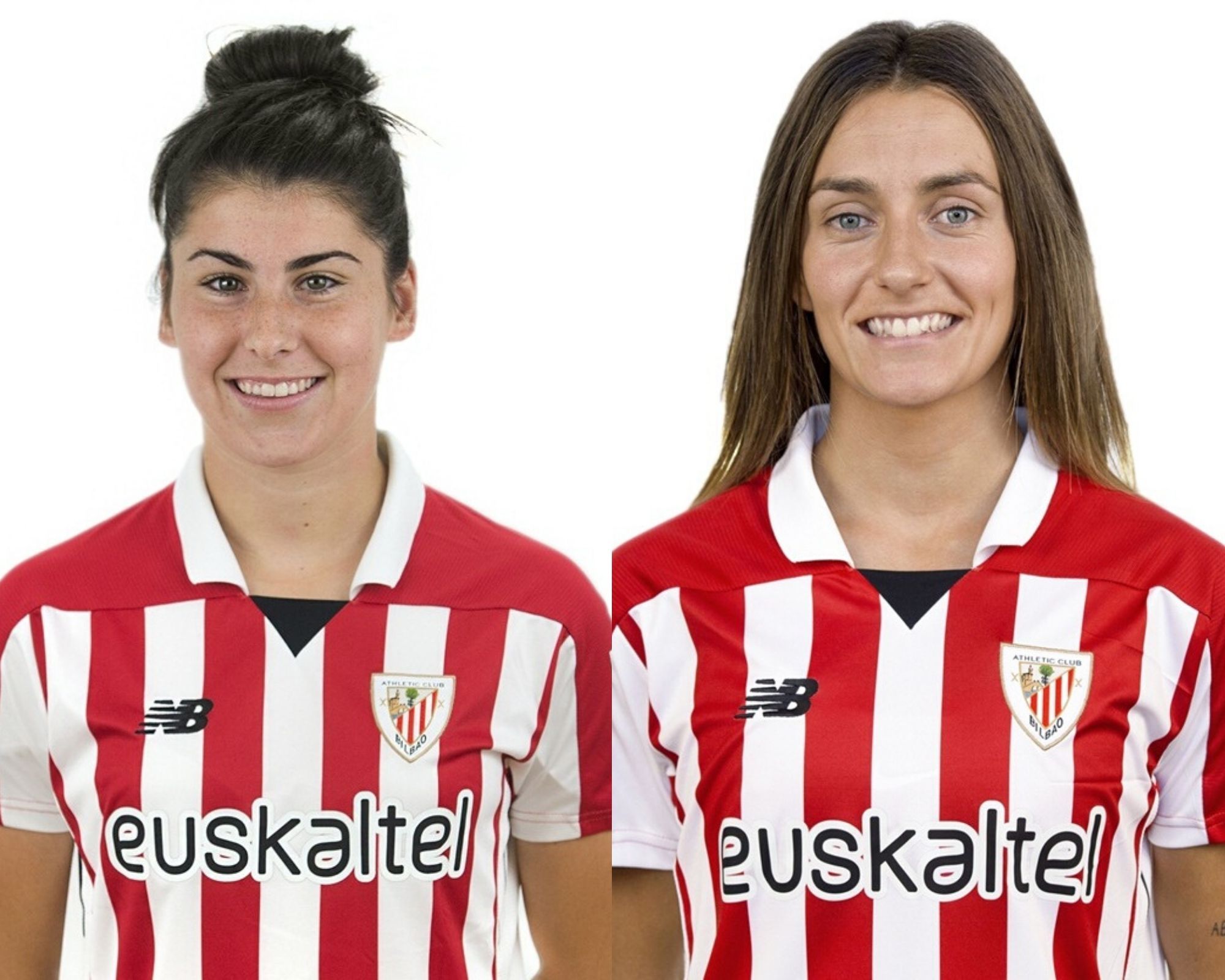 Lucía García y Ainhoa Vicente Moraza con la camiseta del Athletic Femenino.