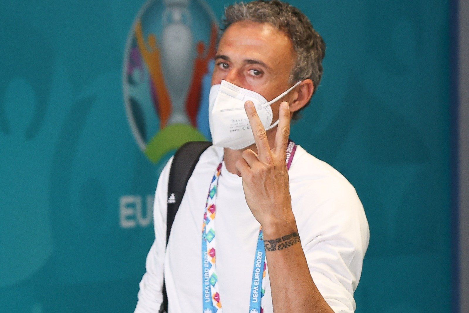  Luis Enrique, en su llegada al estadio.