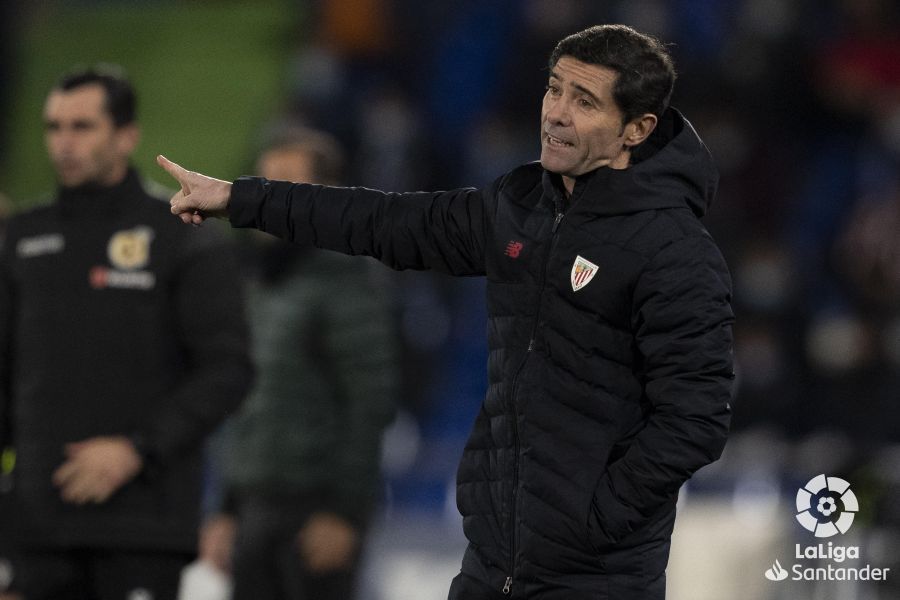  Marcelino, durante el partido ante el Getafe en el Coliseum.
