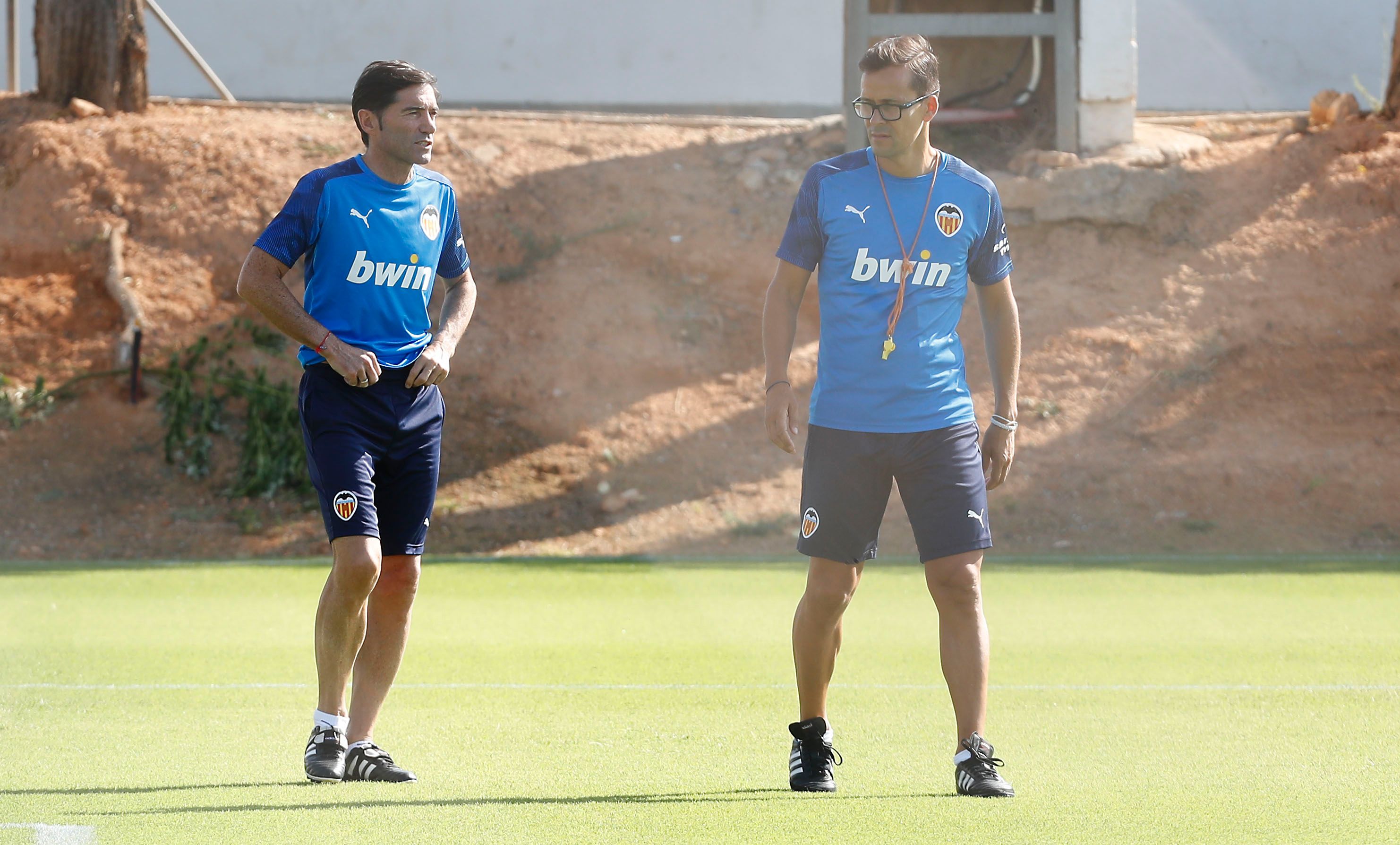 Marcelino, junto a Ismael Fernández, preparador físico (Foto: Valencia CF