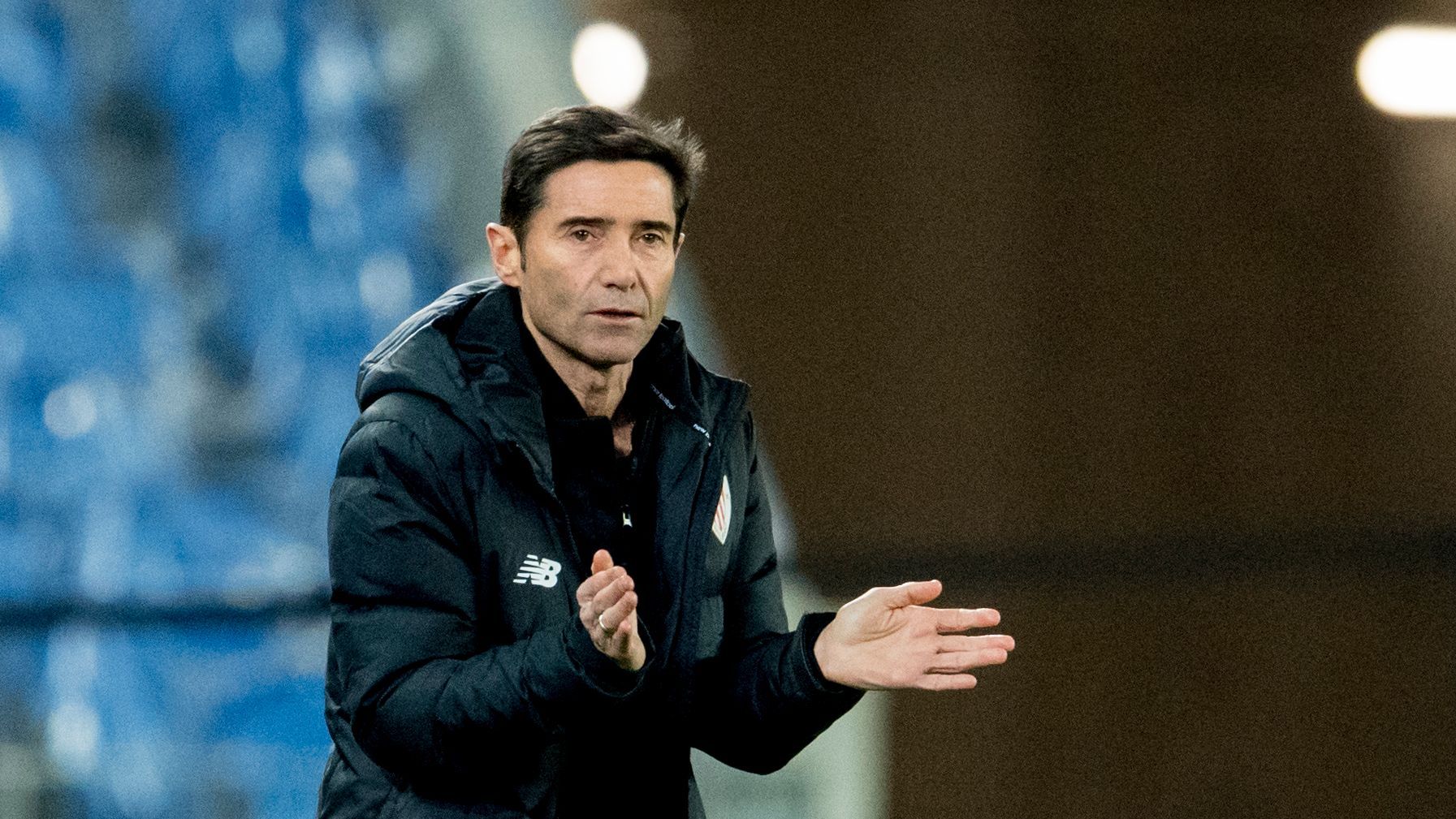 Marcelino en el derbi ante la Real Sociedad en el Reale Arena.