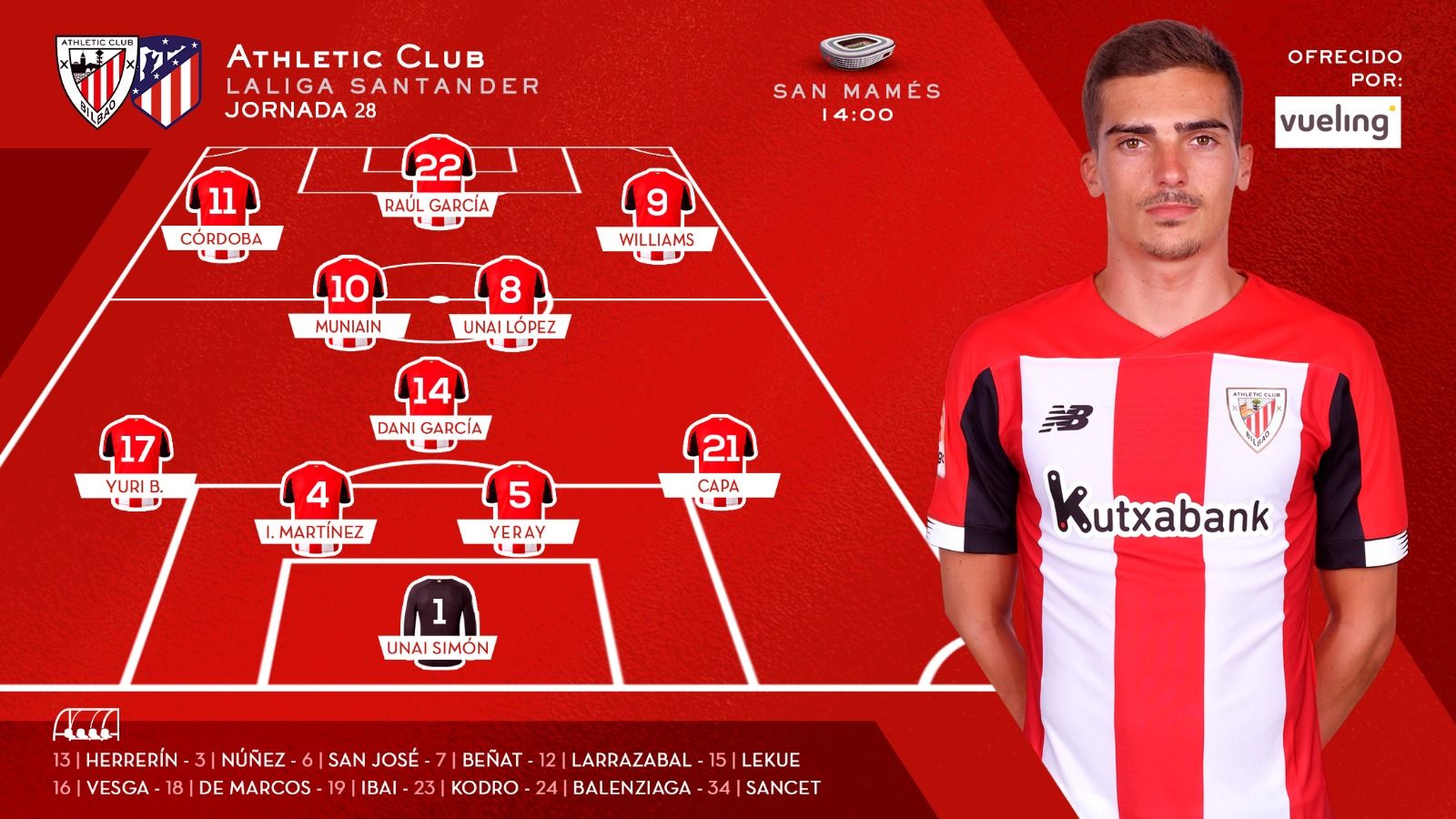  Este fue el primer once de Gaizka Garitano en la vuelta del fútbol a San Mamés.