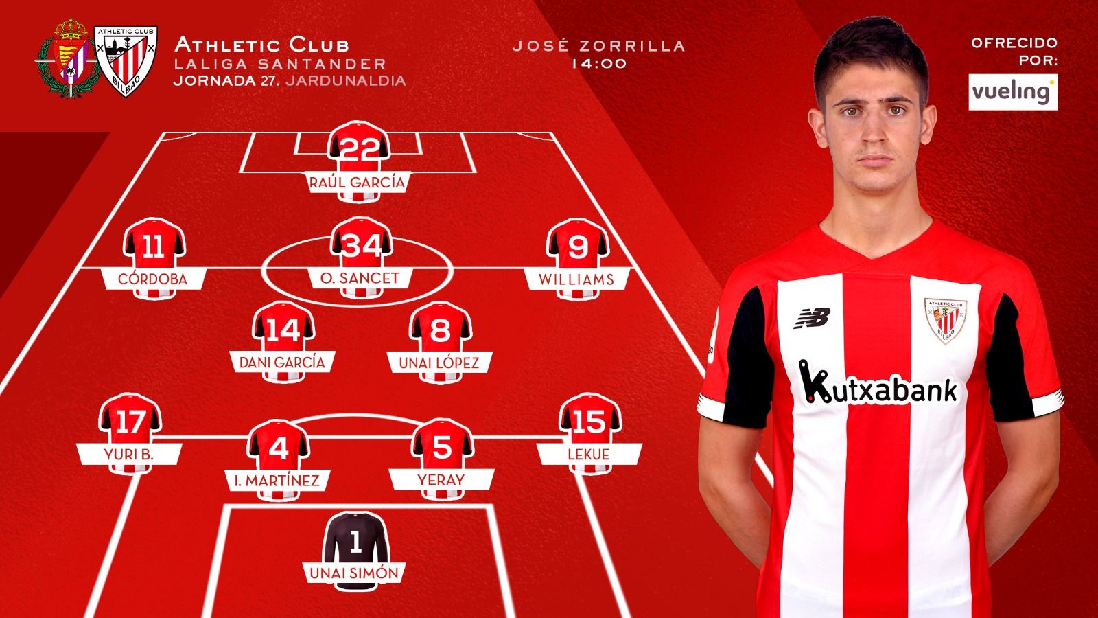 Este es el once del Athletic Club para medirse al Valladolid.