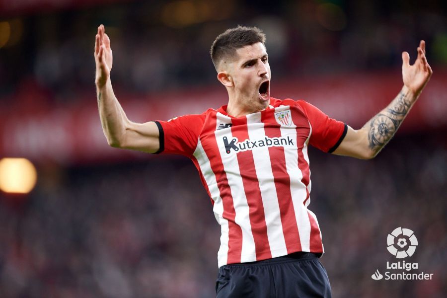  Sancet celebra su gol ante el Real Madrid en San Mamés.