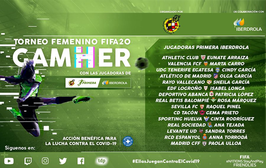  Cartel del Torneo FIFA 20 'Game-Her' a beneficio de la lucha contra el COVID-19.