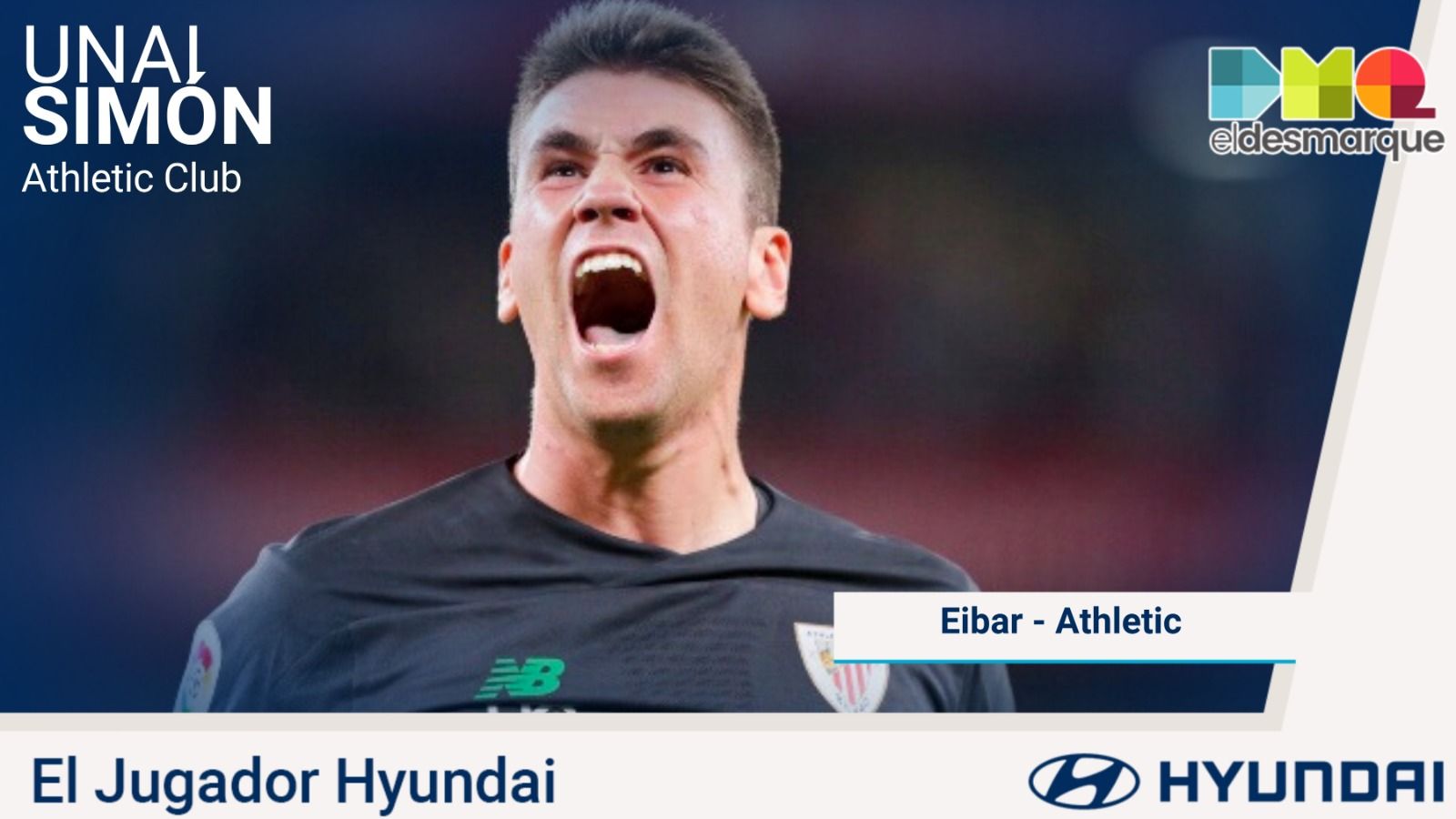 Unai Simón, elegido como jugador Hyundai del Eibar-Athletic Club.