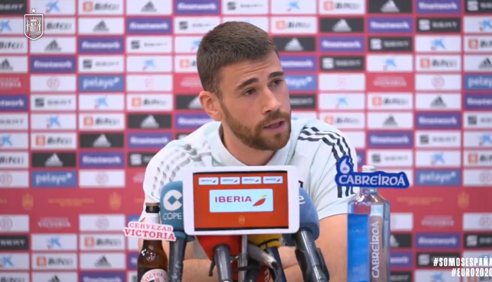  El portero Unai Simón atiende este jueves a la prensa en Las Rozas.