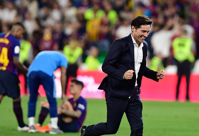  Marcelino, feliz tras ganar la Copa del Rey.