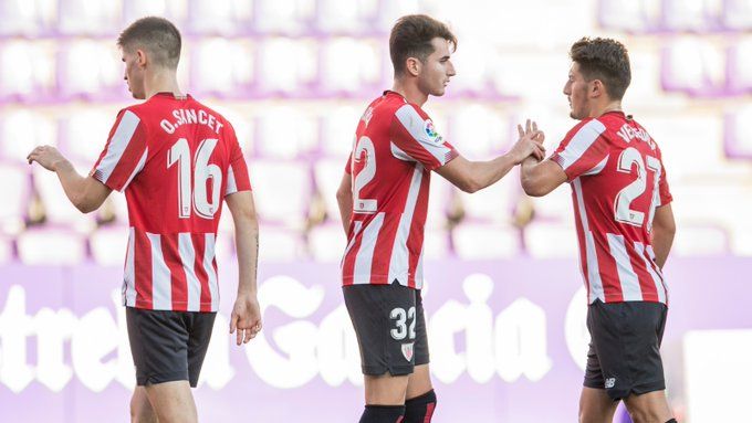  Los jugadores del Athletic celebran un gol ante el Valladolid.