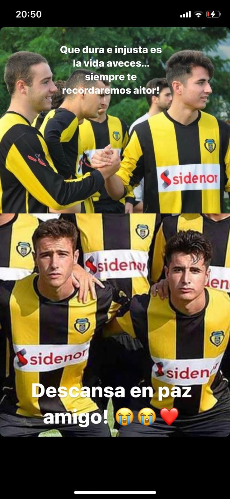 Publicación de Morcillo en su cuenta de Instagram para despedir a Gandiaga.